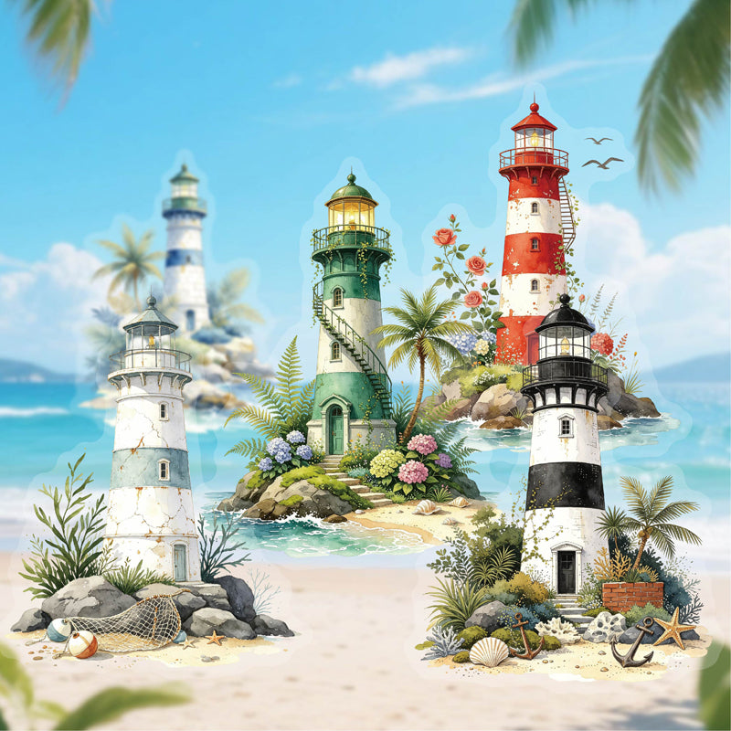 Lighthouse Series Sticker featuring house, and light designs for journaling, scrapbooking and collage