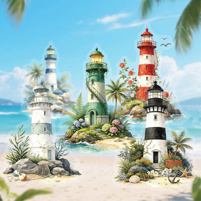 Lighthouse Series Sticker featuring house, and light designs for journaling, scrapbooking and collage