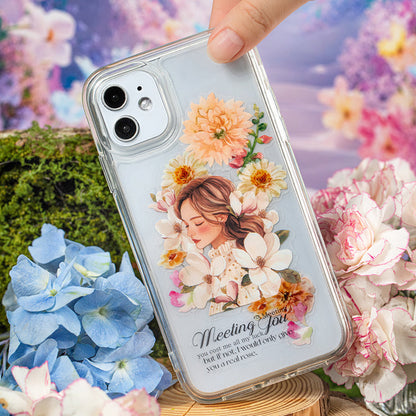 Embracing the beauty of flowers Sticker