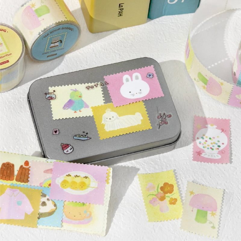 Tea Room Tour Series Die Cutting Flash Synthetic Paper Tape featuring tea designs for journaling, scrapbooking and collage