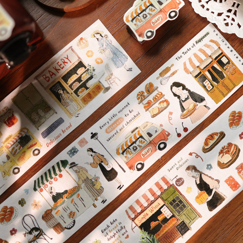 Whole Roll 5.5cm*5m Daily Life Of Bakery Die Cutting Washi/Fog PET Tape for journaling, scrapbooking and collage