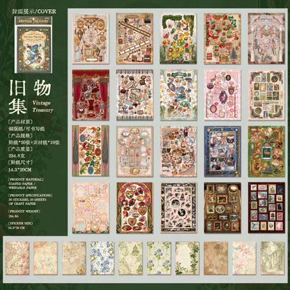 Old Things Collection Series Sticker Book featuring old, and book designs for journaling, scrapbooking and collage