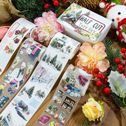 Under the wind and snow Die Cutting Washi/Fog PET Tape featuring snow, and wind designs for journaling, scrapbooking and collage