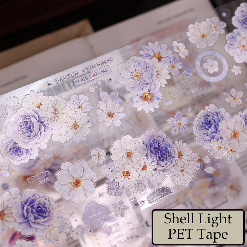 5.5cm*125cm Softly Blooming Flower Die Cutting Washi/PET/Shell Light Washi/PET Tape