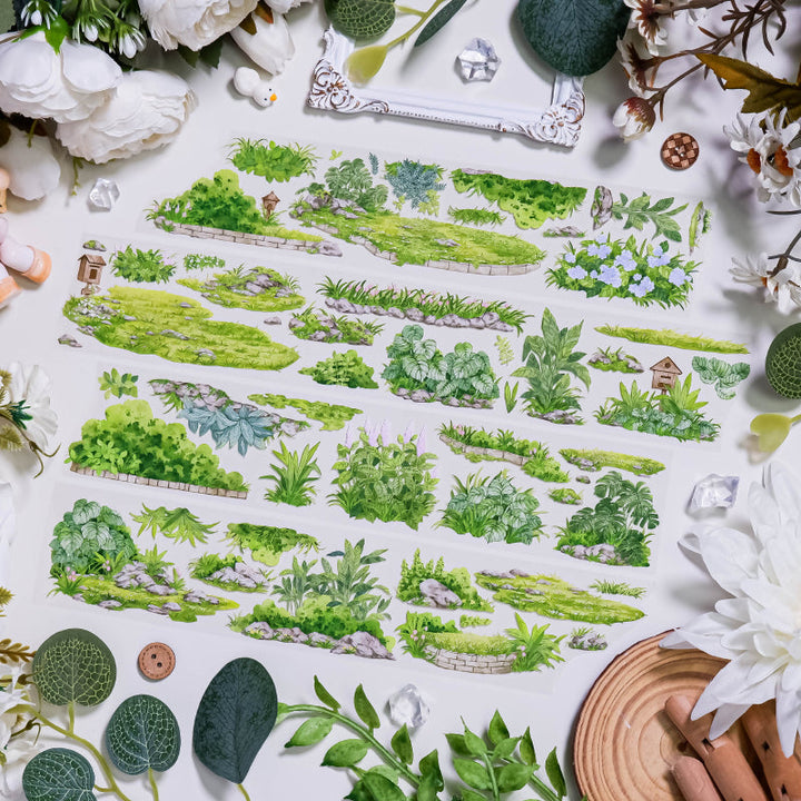 5cm*100cm Summer Greenery PET Tape featuring summer, and green designs for journaling, scrapbooking and collage