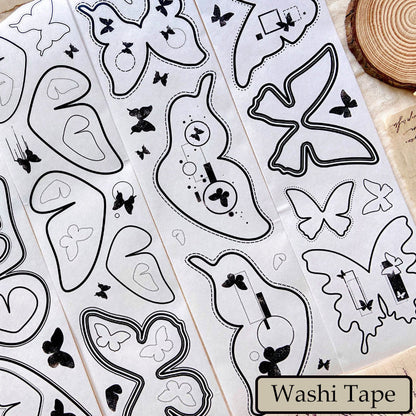 Rouleau entier 8 cm * 5 m Ruban adhésif Washi/PET/Papier synthétique découpé à la forme Papillon queue-paon