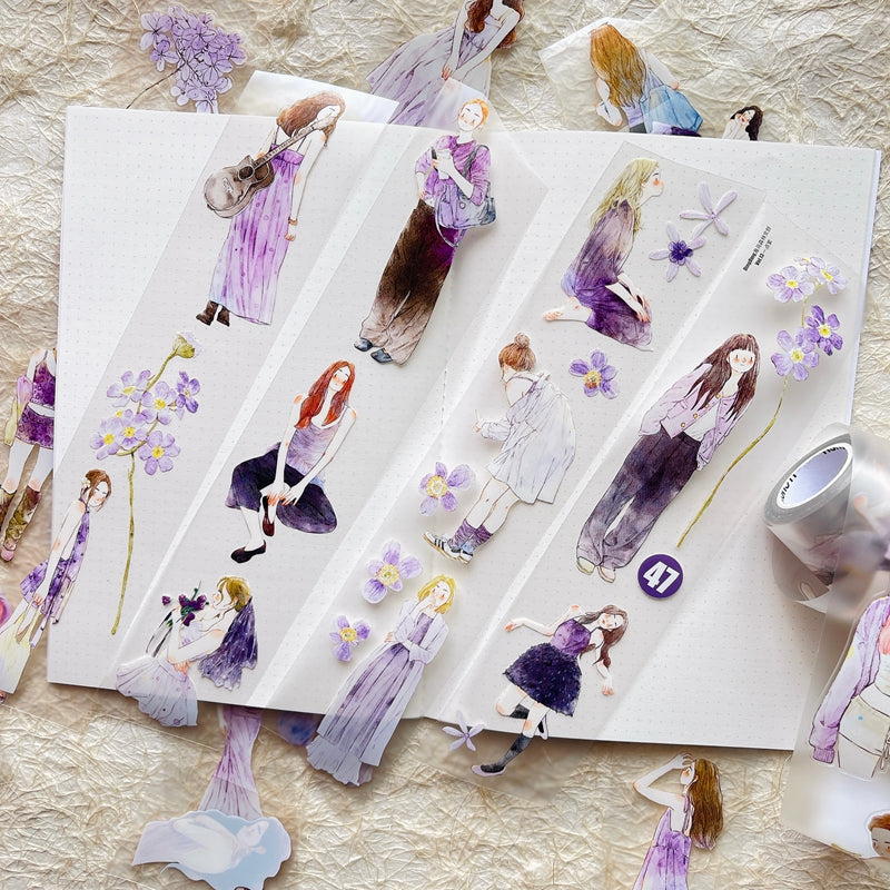 5cm*333cm Little purple Die Cutting Washi/PET/Fog PET Tape for journaling, scrapbooking and collage
