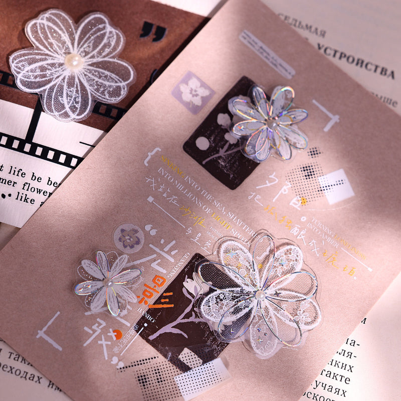 4.5cm*100cm Cappuccino Die Cutting Shell Light/Flash PET Tape featuring light designs for journaling, scrapbooking and collage