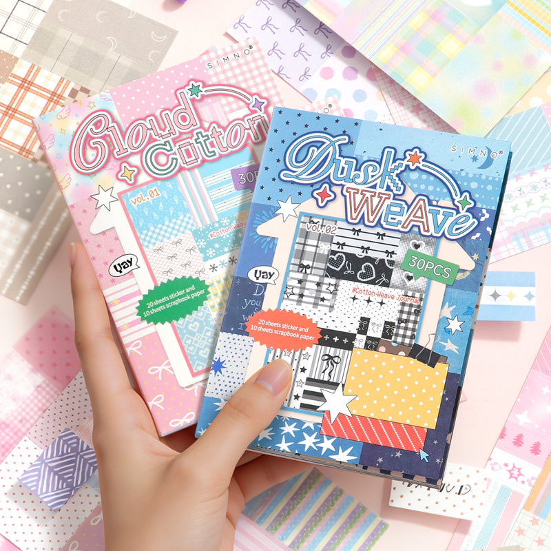 Cotton Notebook Series Sticker Book featuring book designs for journaling, scrapbooking and collage