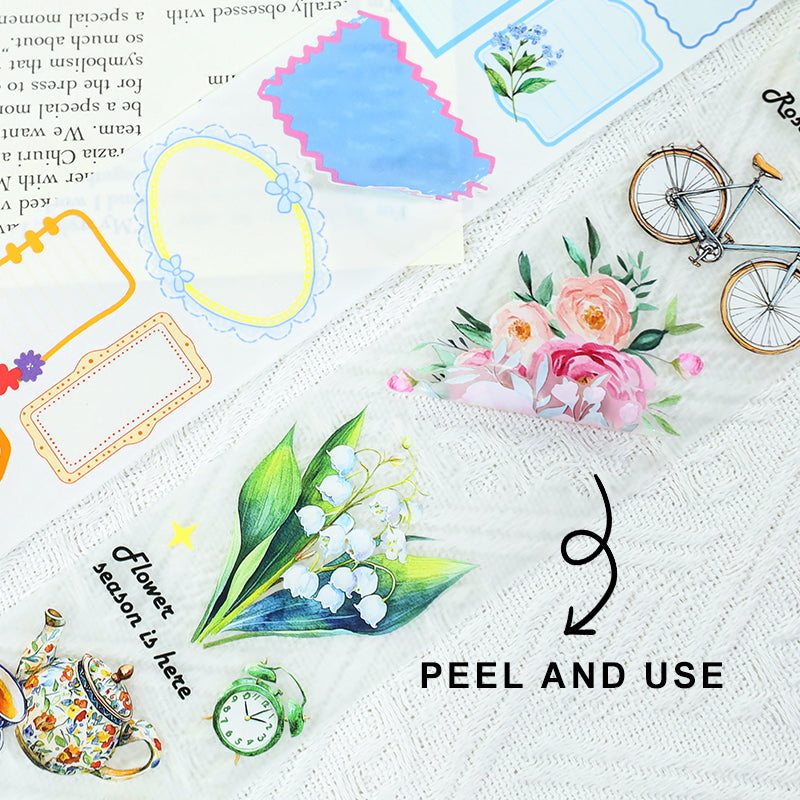 Box garden handmade Die Cutting Washi/Fog PET Tape Set featuring garden designs for journaling, scrapbooking and collage