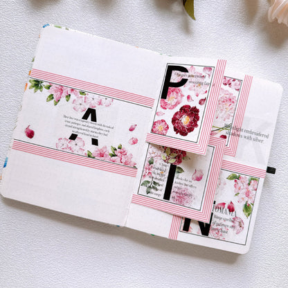 5.5cm*100cm Pink Flower Collection Washi/PET Tape featuring pink, and flower designs for journaling, scrapbooking and collage