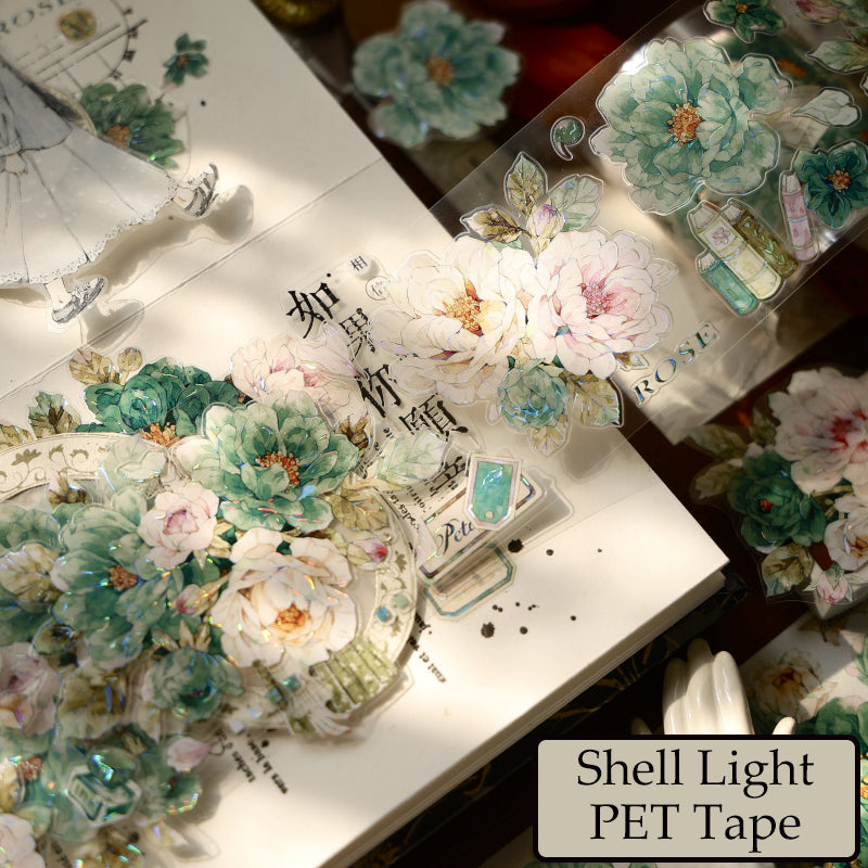 5.5cm*100cm Dream Painting green Die Cutting Washi/PET/Shell Light PET Tape