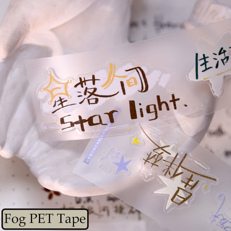Whole Roll 3cm*3m Star Messages Die Cutting Washi/Fog PET Tape