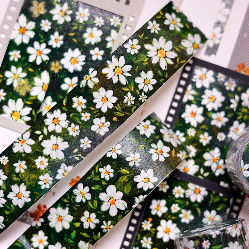 2.7cm*100cm Green Field Washi Tape featuring green designs for journaling, scrapbooking and collage