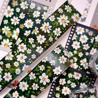 2.7cm*100cm Green Field Washi Tape featuring green designs for journaling, scrapbooking and collage