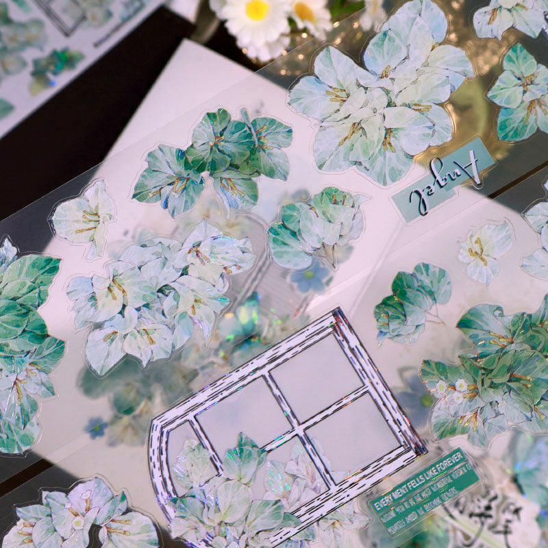 6cm*100cm Flower Architrave Die Cutting Shell Light Washi/PET Tape