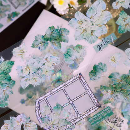 6cm*100cm Flower Architrave Die Cutting Shell Light Washi/PET Tape