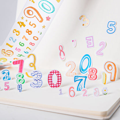 Variety Number Series Die Cutting PET Tape for journaling, scrapbooking and collage