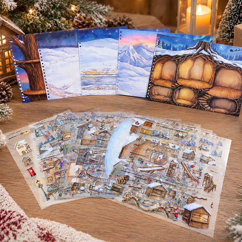 Winter Woodland Bunny Realm 3D Sticker Book featuring book designs for journaling, scrapbooking and collage