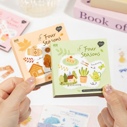 Four Seasons Signal Series PET sticker book featuring spring, summer, autumn, and winter seasonal designs for journaling, scrapbooking and collage