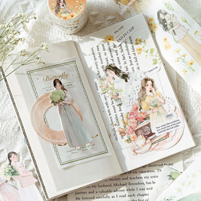 Light Vintage Figure & Flower Washi Tape
