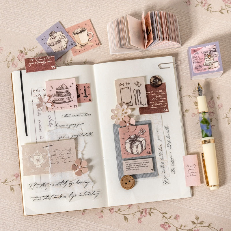 Exquisite Girl 100 Days Punch Card Scrapbook Paper 100Pcs Material Paper