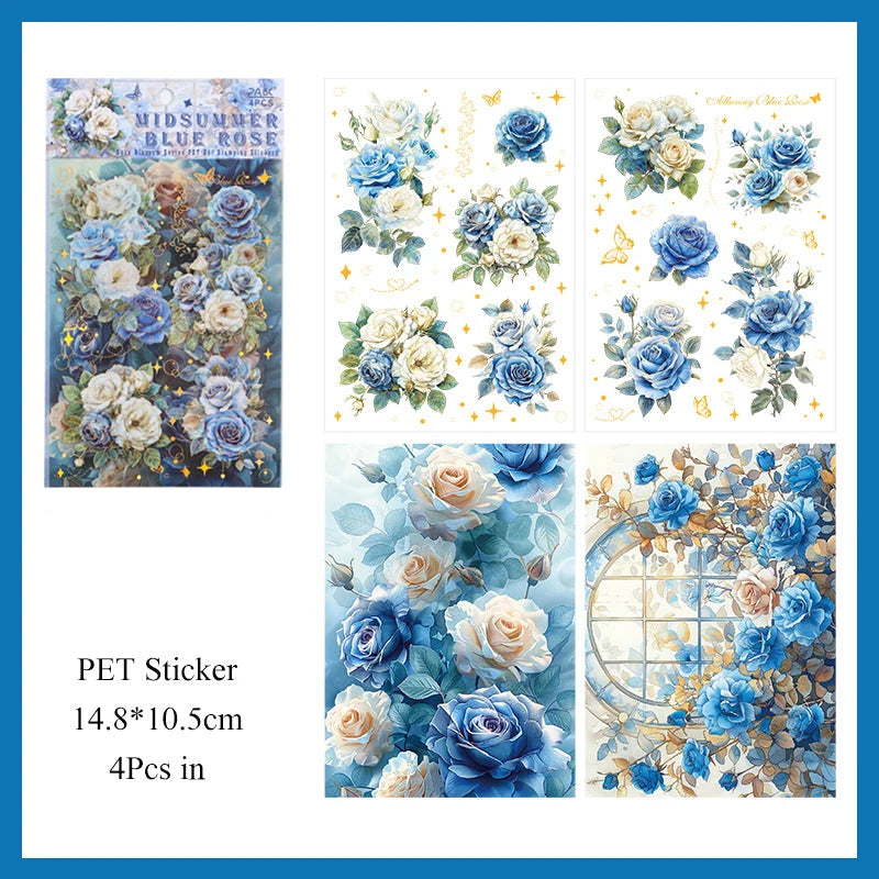 Rose Blossom Sticker Sheet – Romantic Aesthetic Journaling & Scrapbook Sticker