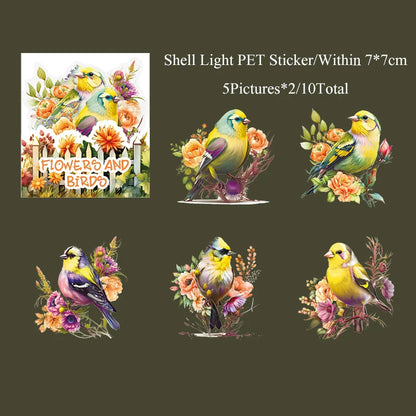 Floral & Birds Sticker Sheet – Aesthetic Nature Journaling & Scrapbook Sticker