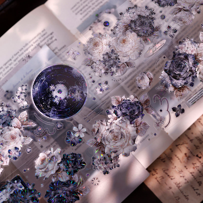 Whole Roll 6cm*5m Cloud Ink Flower Clusters Die Cutting Washi/PET/Shell Light Washi/PET Tape