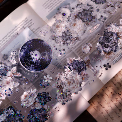 Whole Roll 6cm*5m Cloud Ink Flower Clusters Die Cutting Washi/PET/Shell Light Washi/PET Tape