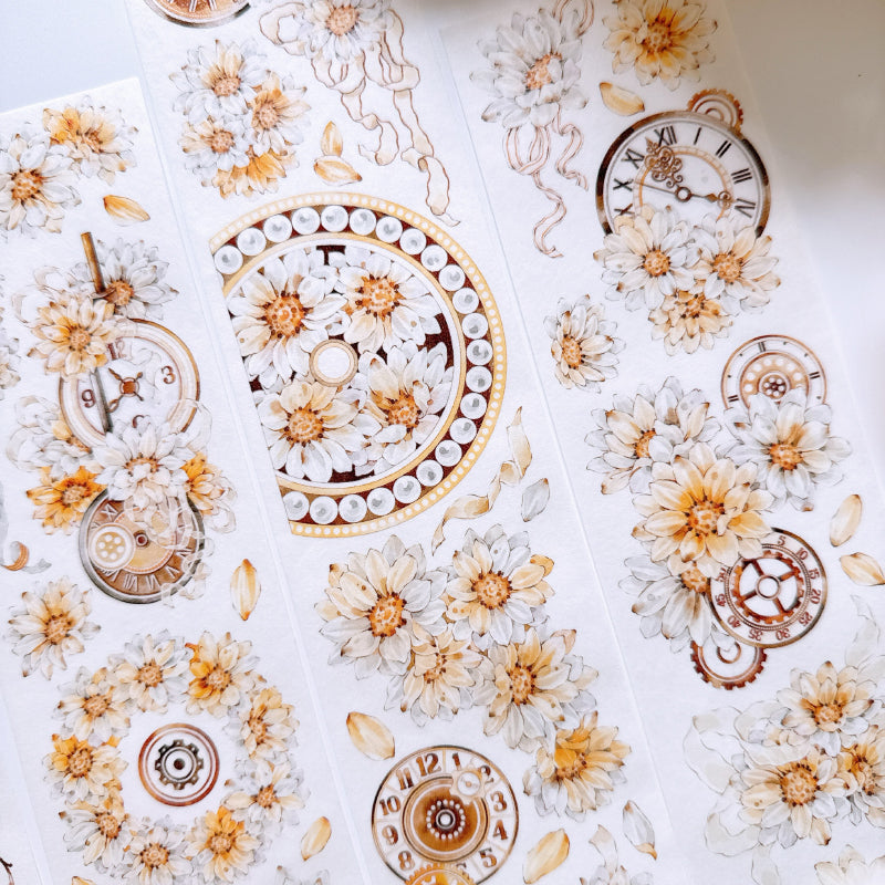 Whole Roll 6cm*5m Chrysanthemums bloom Washi/PET Tape for journaling, scrapbooking and collage