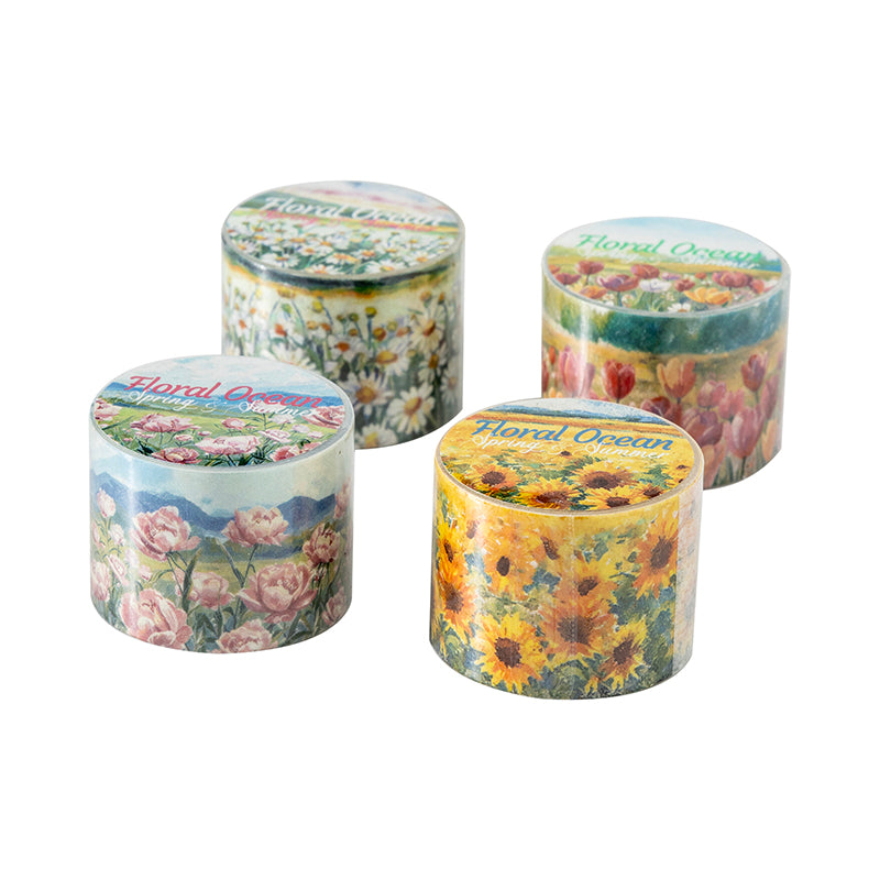 Sea of flowers series Washi Tape featuring flower, and sea designs for journaling, scrapbooking and collage
