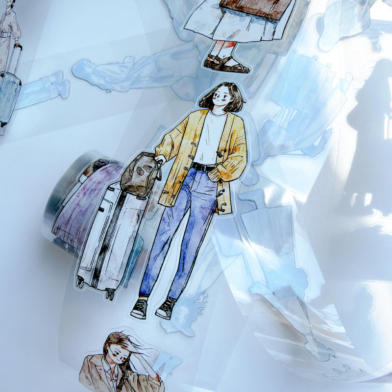 4.5cm*333cm Set Off On Journey Die Cutting Washi/PET/Fog PET Tape for journaling, scrapbooking and collage