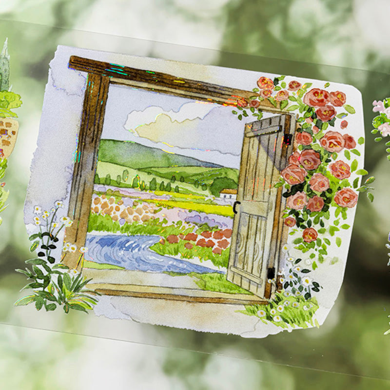 7cm*100cm Springtime Small Garden Shell Light PET Tape featuring garden, spring, and light designs for journaling, scrapbooking and collage