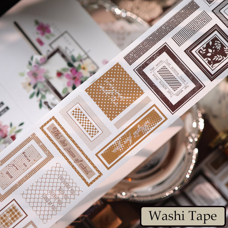 Whole Roll 6.5cm*6m Briefly Written Die Cutting Washi/PET Tape