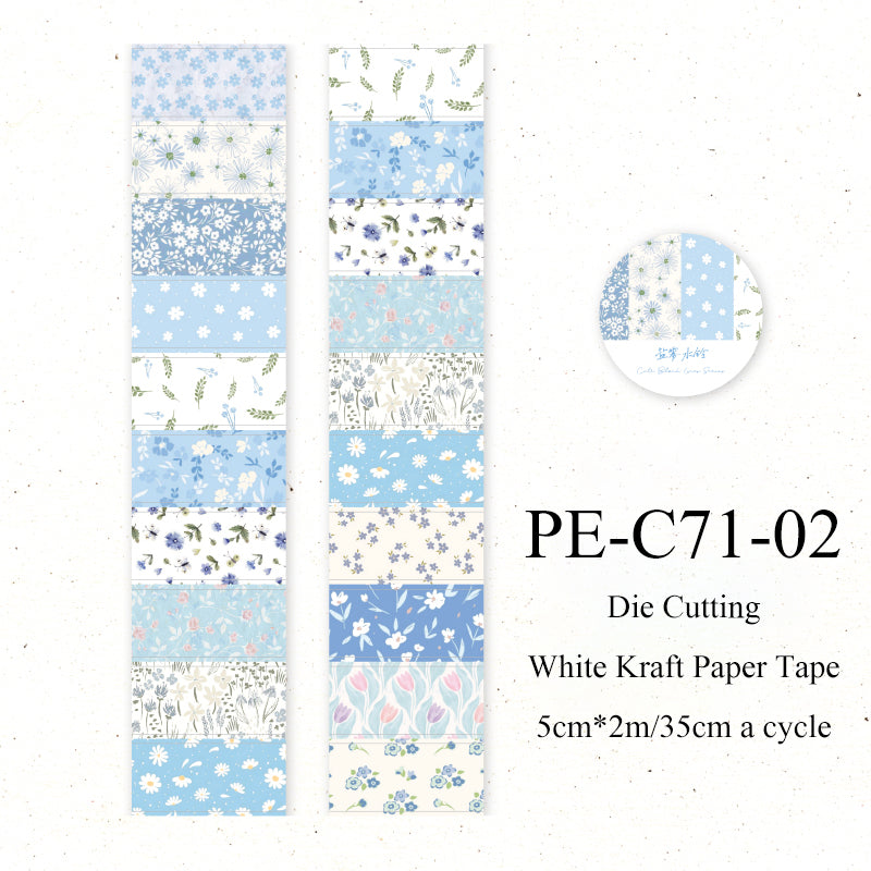 Flower letter series Die Cutting White Kraft Paper Tape