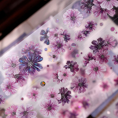5cm*125cm Smoke Purple Flower Die Cutting Washi/PET/Shell Light Washi/PET Tape