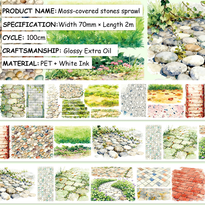Stones Sprawl PET Tape for journaling, scrapbooking and collage