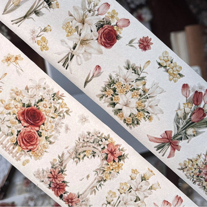 Whole Roll 6cm*6m Flower Pavilion Die Cutting Washi/PET Tape