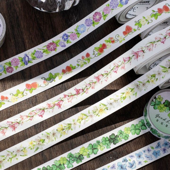 Flower Poem Series Flash Sand Synthetic Paper Tape featuring flower designs for journaling, scrapbooking and collage