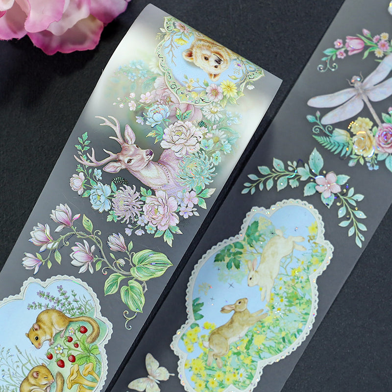 Flower Fields Fairy Tale Shell Silver Fog PET Tape