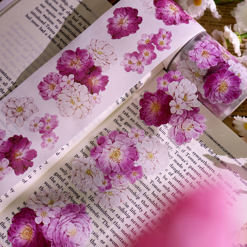 Whole Roll 5.5cm*5m Mei Sha Die Cutting Washi/PET/Shell Silver PET Tape featuring silver designs for journaling, scrapbooking and collage