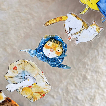 Whole Roll 6cm*10m Cat Home Die Cutting Washi/PET/Fog PET Tape featuring cat, and home designs for journaling, scrapbooking and collage