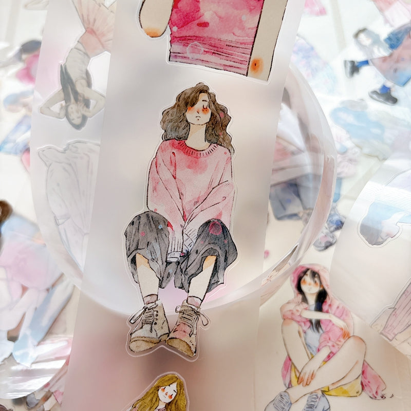 Whole Roll 6cm*10m Little Pink Die Cutting Washi/PET/Fog PET Tape
