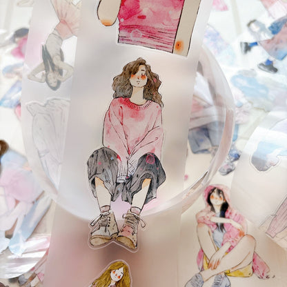 Whole Roll 6cm*10m Little Pink Die Cutting Washi/PET/Fog PET Tape