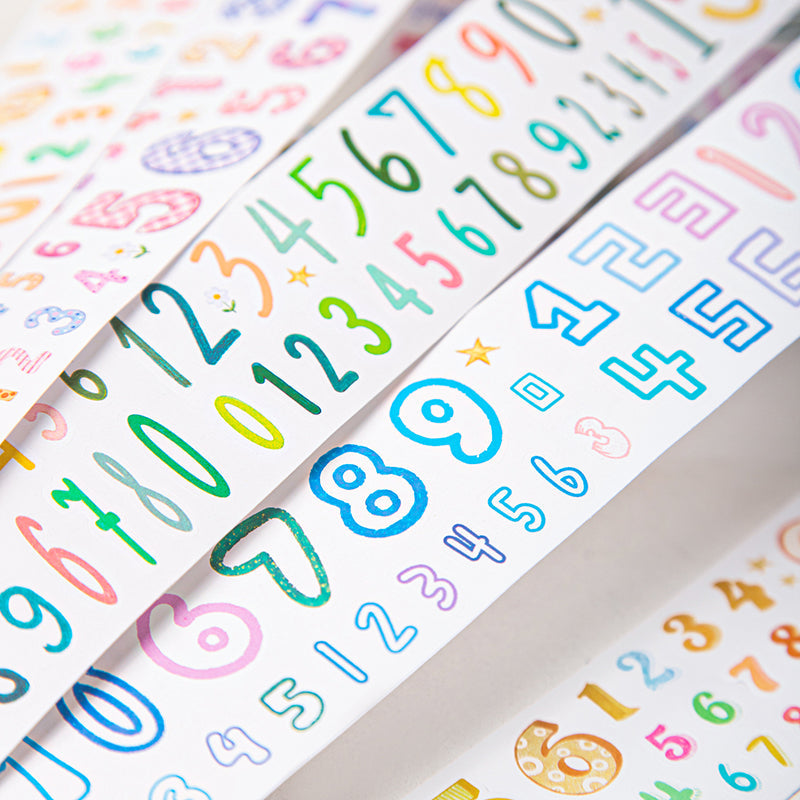 Variety Number Series Die Cutting PET Tape for journaling, scrapbooking and collage