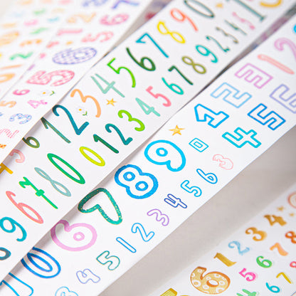 Variety Number Series Die Cutting PET Tape for journaling, scrapbooking and collage