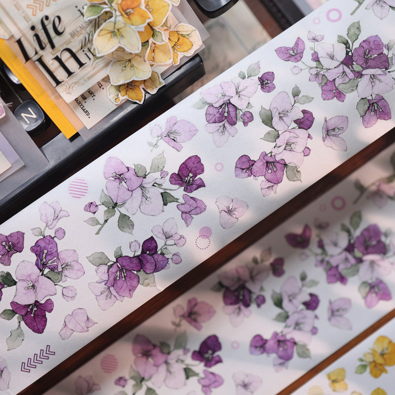Whole Roll 6.5cm*6m Bougainvillea Speetabilis Die Cutting Washi/PET/Shell Light PET Tape
