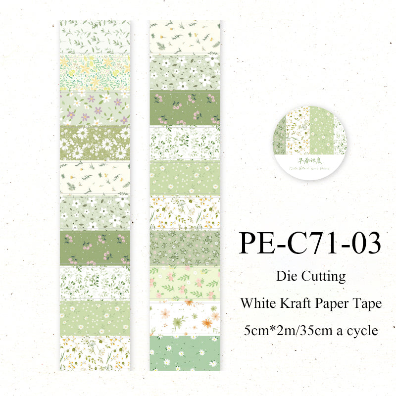 Flower letter series Die Cutting White Kraft Paper Tape