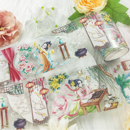 Recognizing flowers Shell Light PET Tape featuring flower, and light designs for journaling, scrapbooking and collage